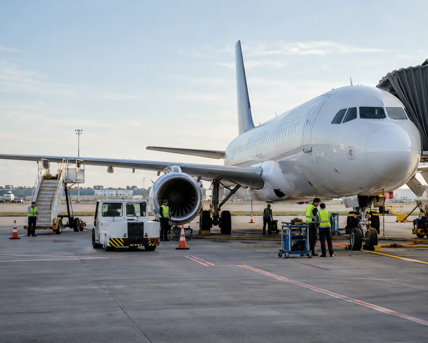 Avion immobilisé au sol sur le tarmac d’un aéroport dans le cadre d’une situation AOG