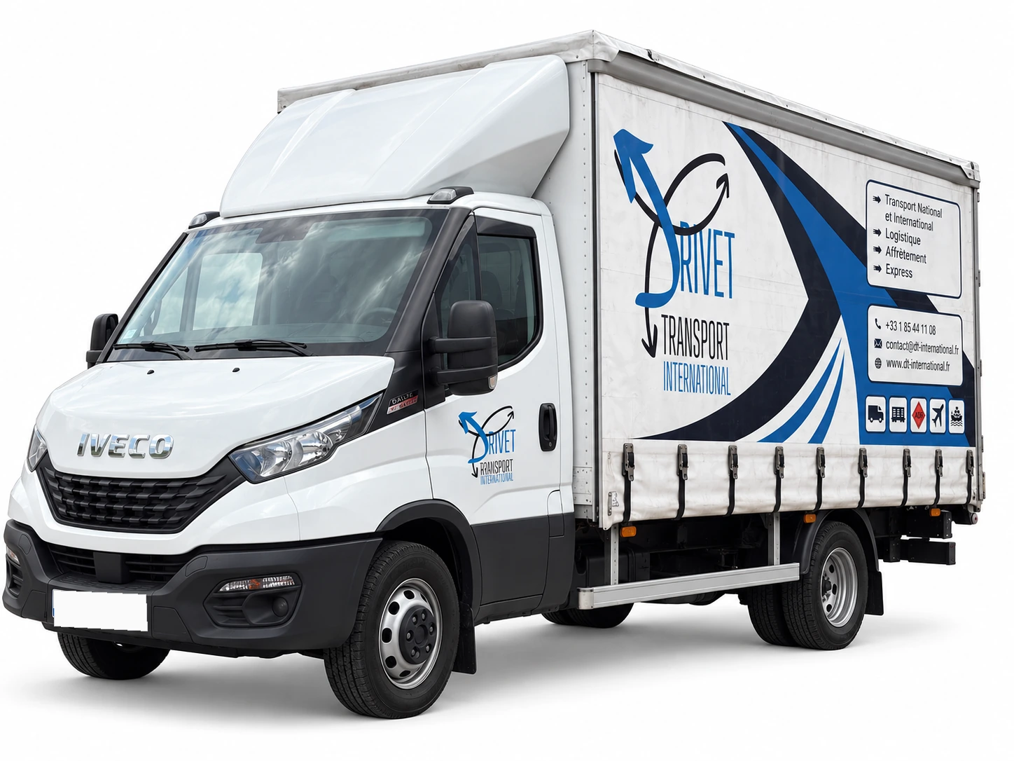 Camion bâché express Drivet Transport International de moins de 3,5 tonnes