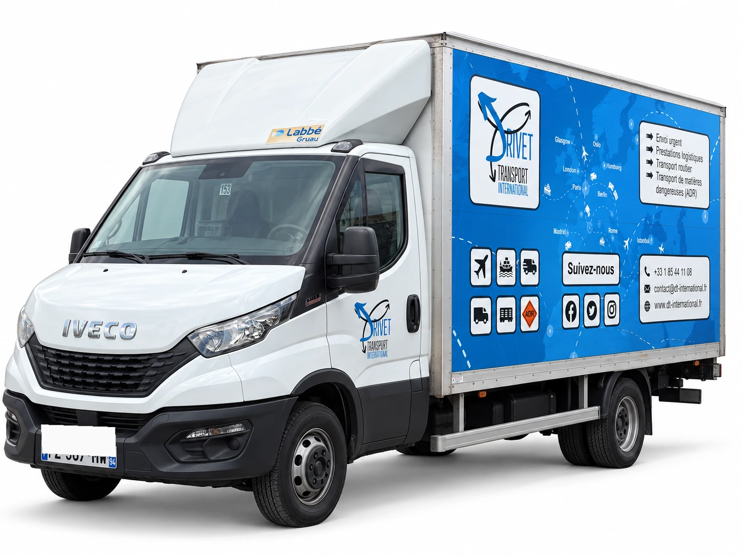 Camion fourgon express Drivet Transport International de moins de 3,5 tonnes