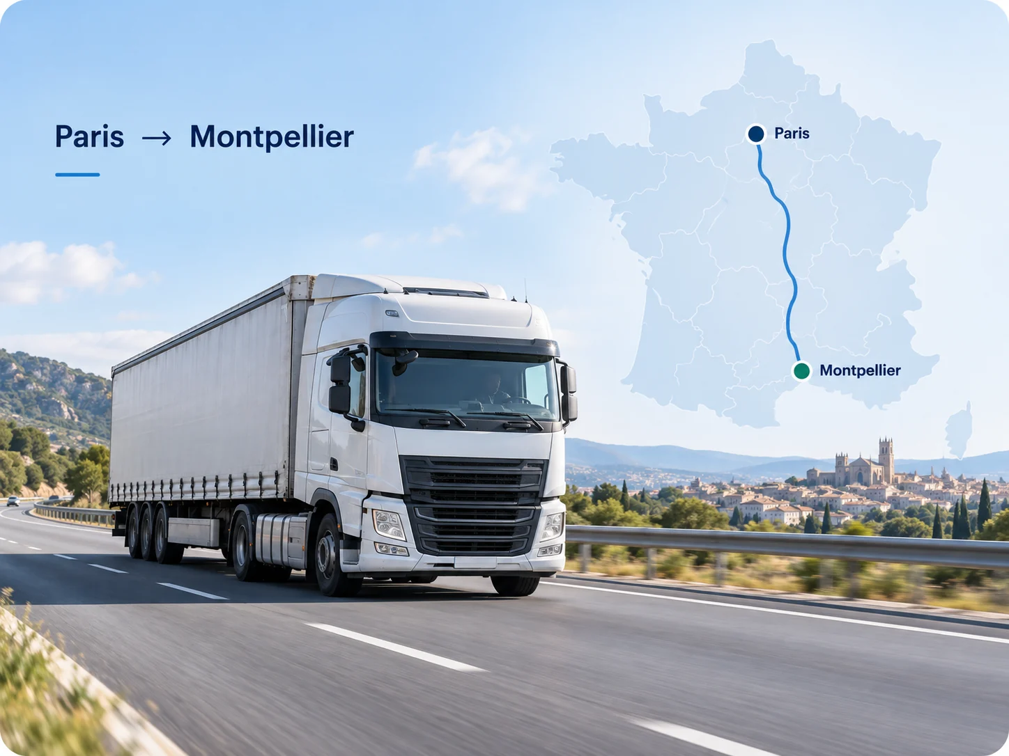 Transport routier de marchandises entre Paris et Montpellier