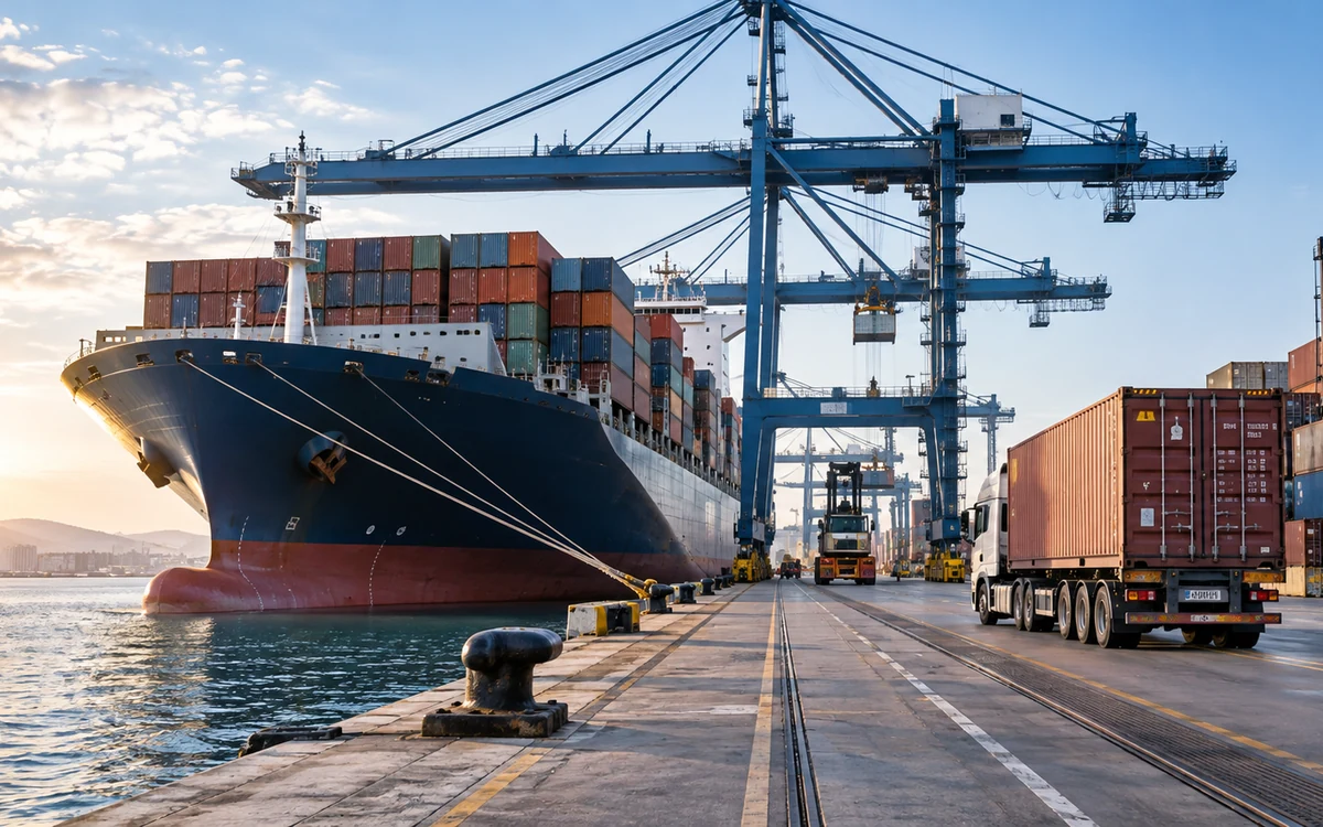 Porte-conteneurs et opérations de transport maritime international dans un terminal portuaire