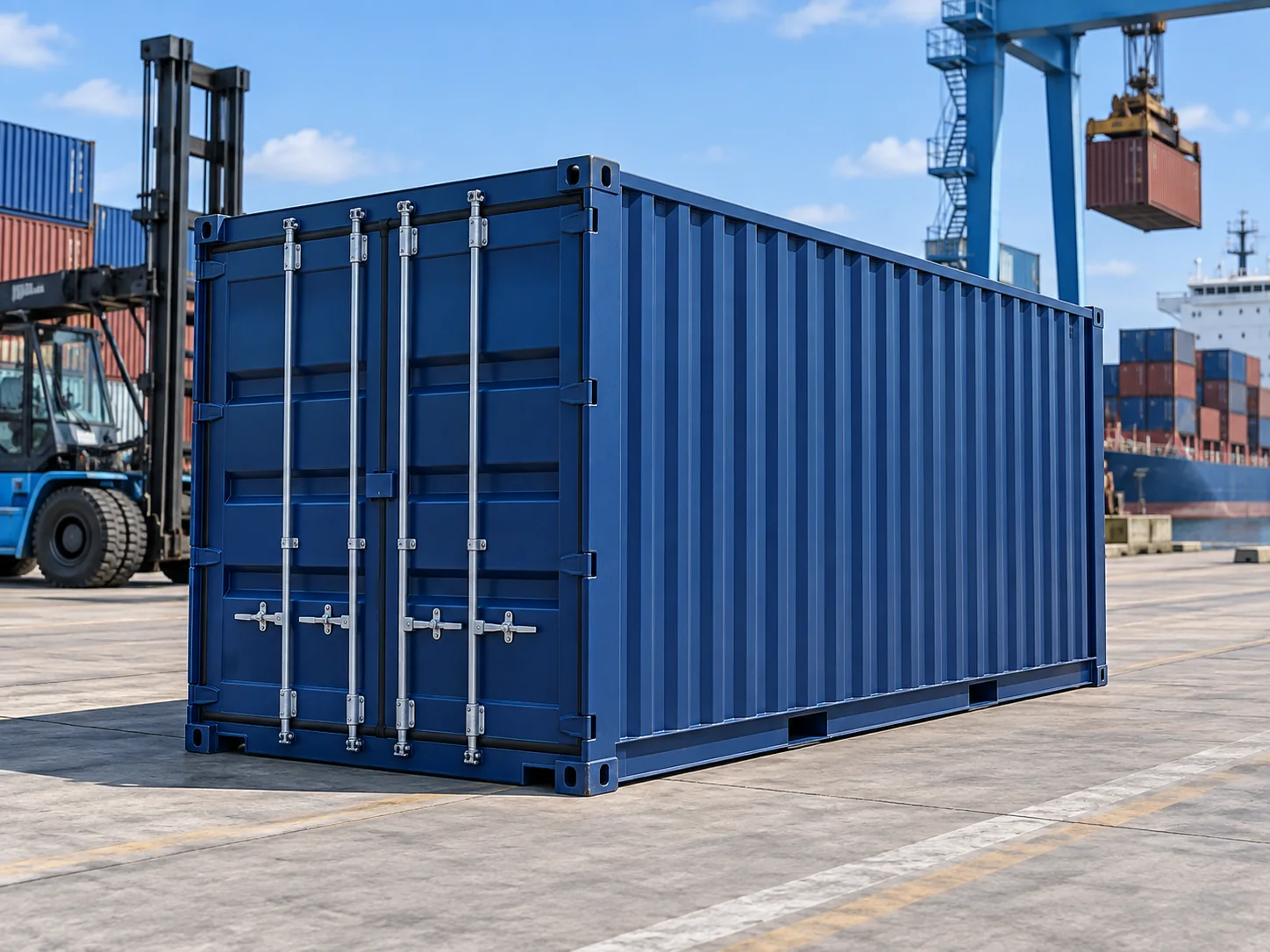 Conteneur maritime 20 pieds Dry sur un terminal portuaire