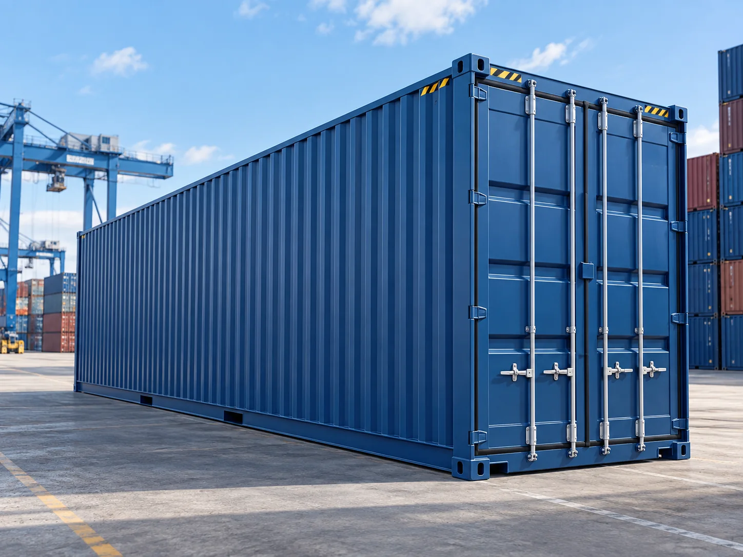 Conteneur maritime 40 pieds Dry dans un port industriel