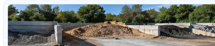 Zone industrielle avec espace suffisant pour le basculement sécurisé d'un camion benne