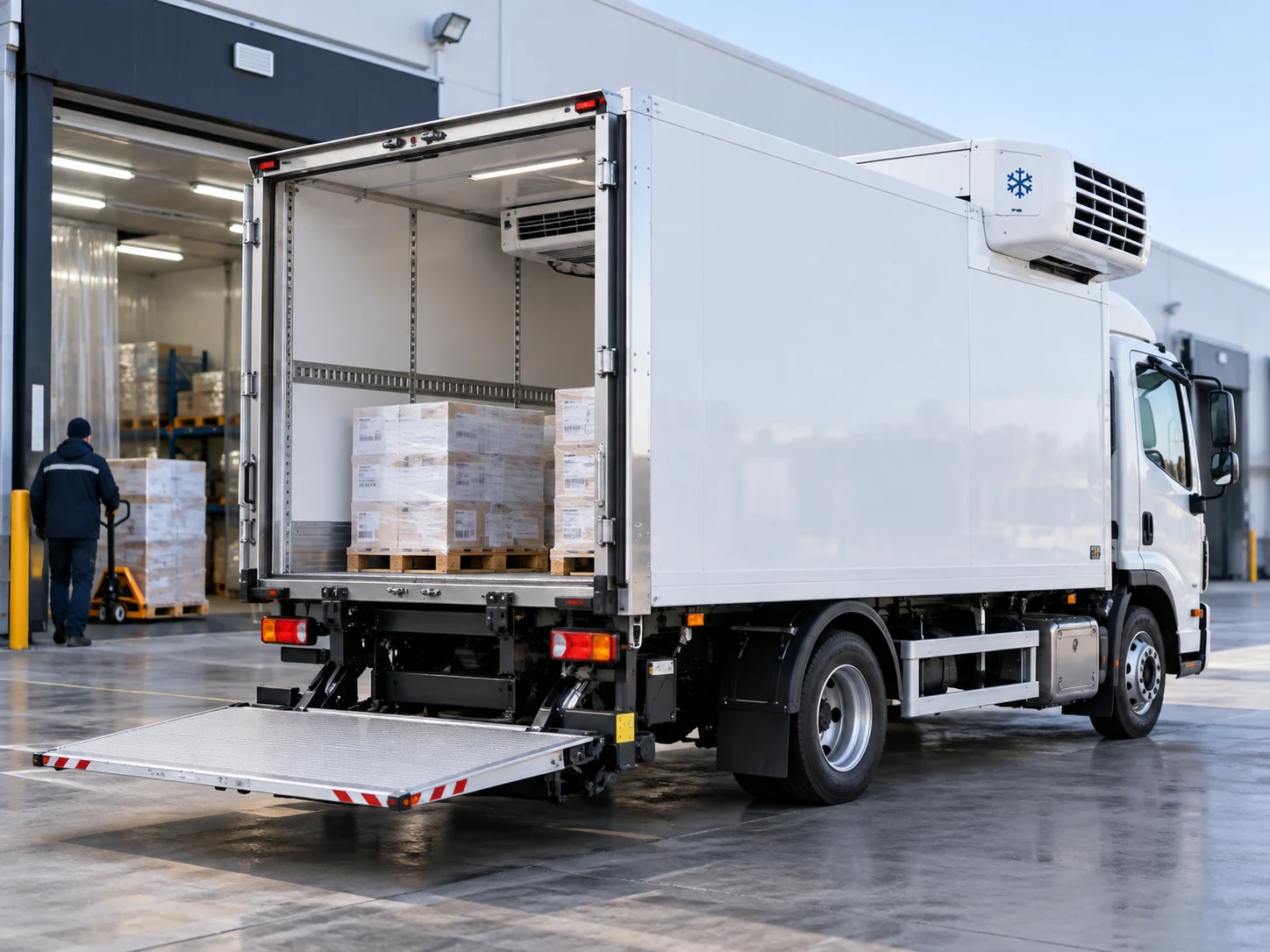 Camion frigorifique équipé d’un hayon élévateur arrière